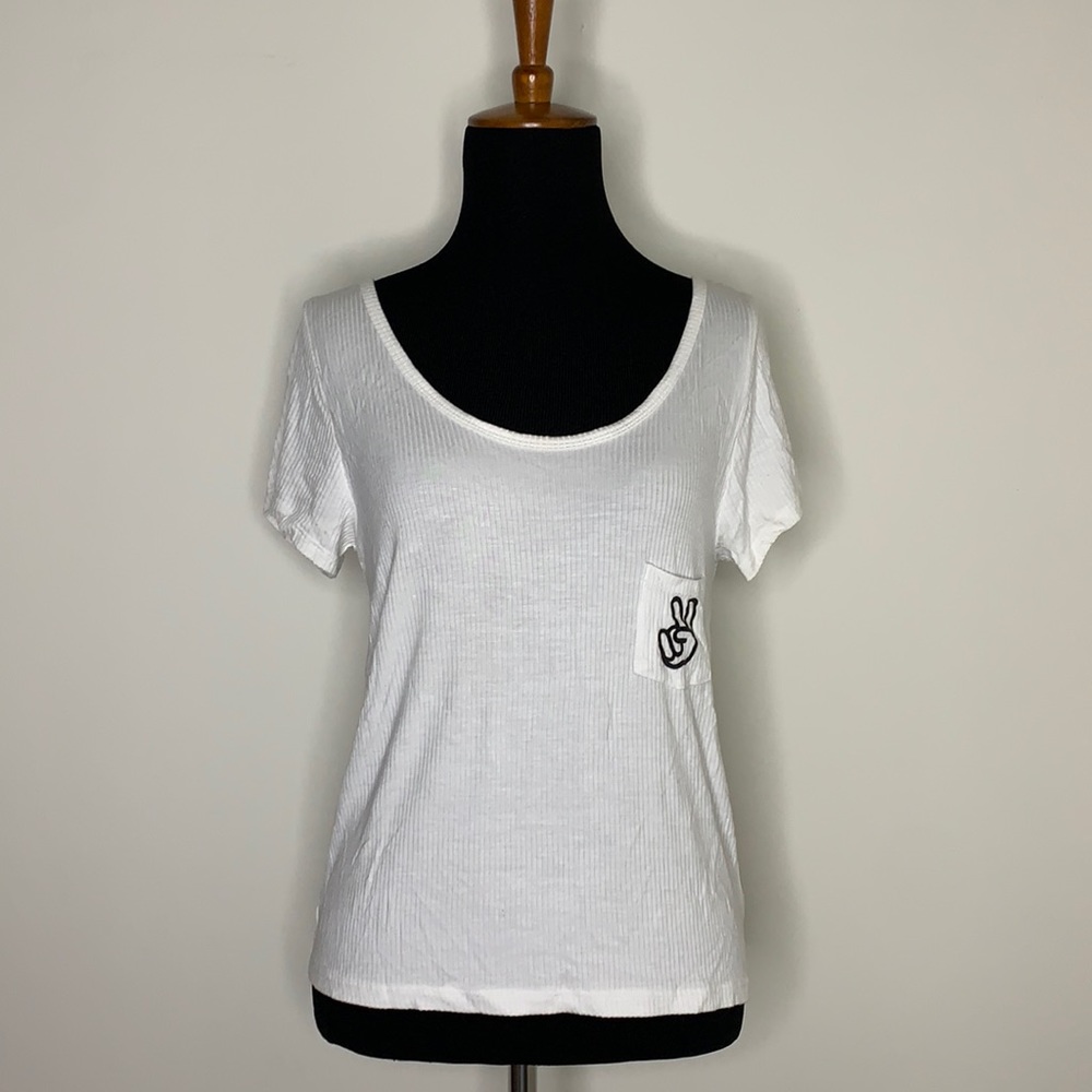 DESERT DREAMER White Peacepocket Ribbed Low Cut Back Crop Top XL